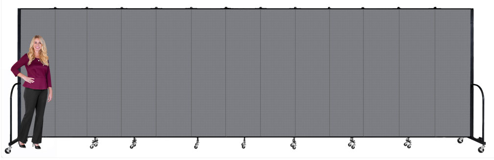 Tall accordion divider walls on wheels: 8ft high, 13 panels