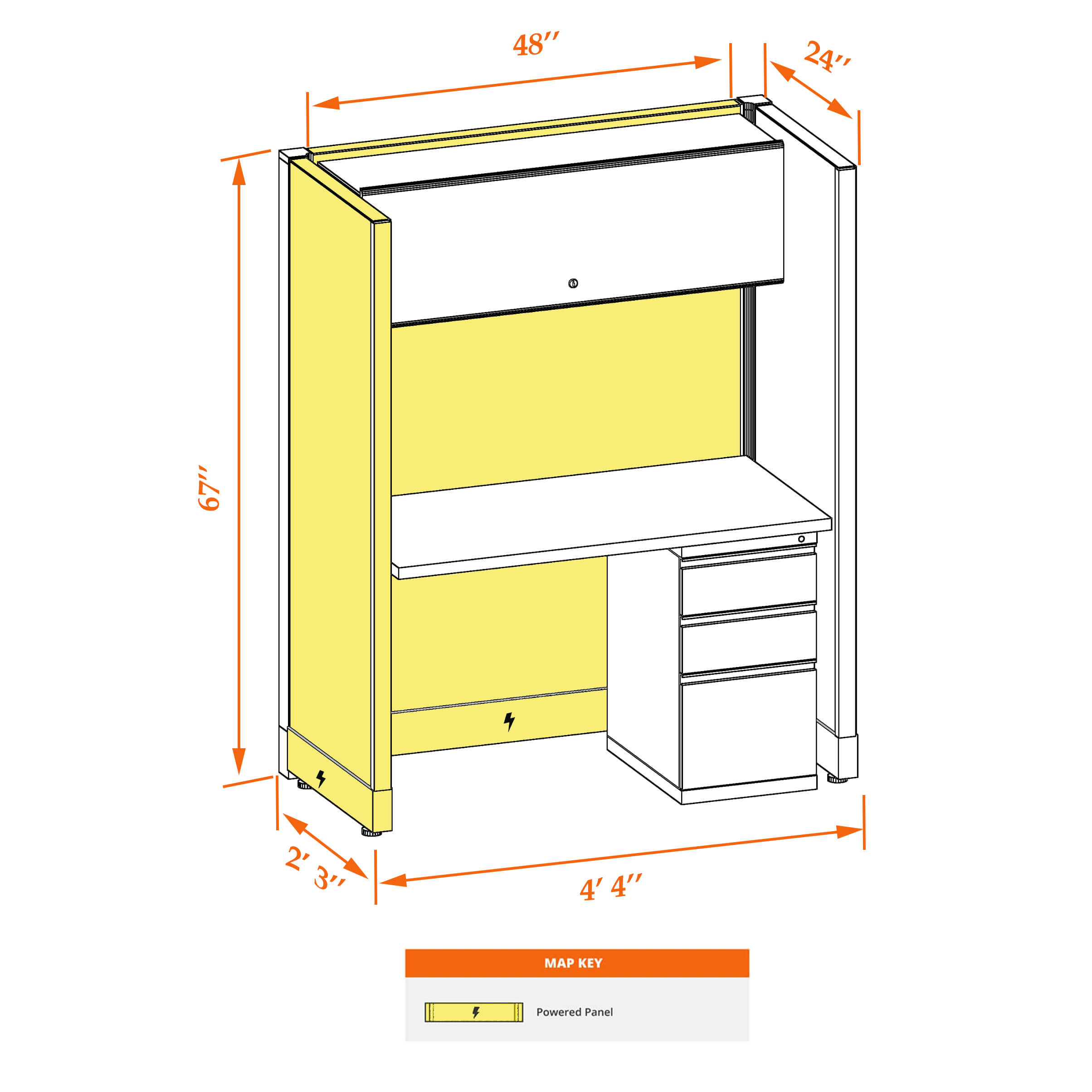 Hot desk CUB 1 67 P 24 WHT WH PSO