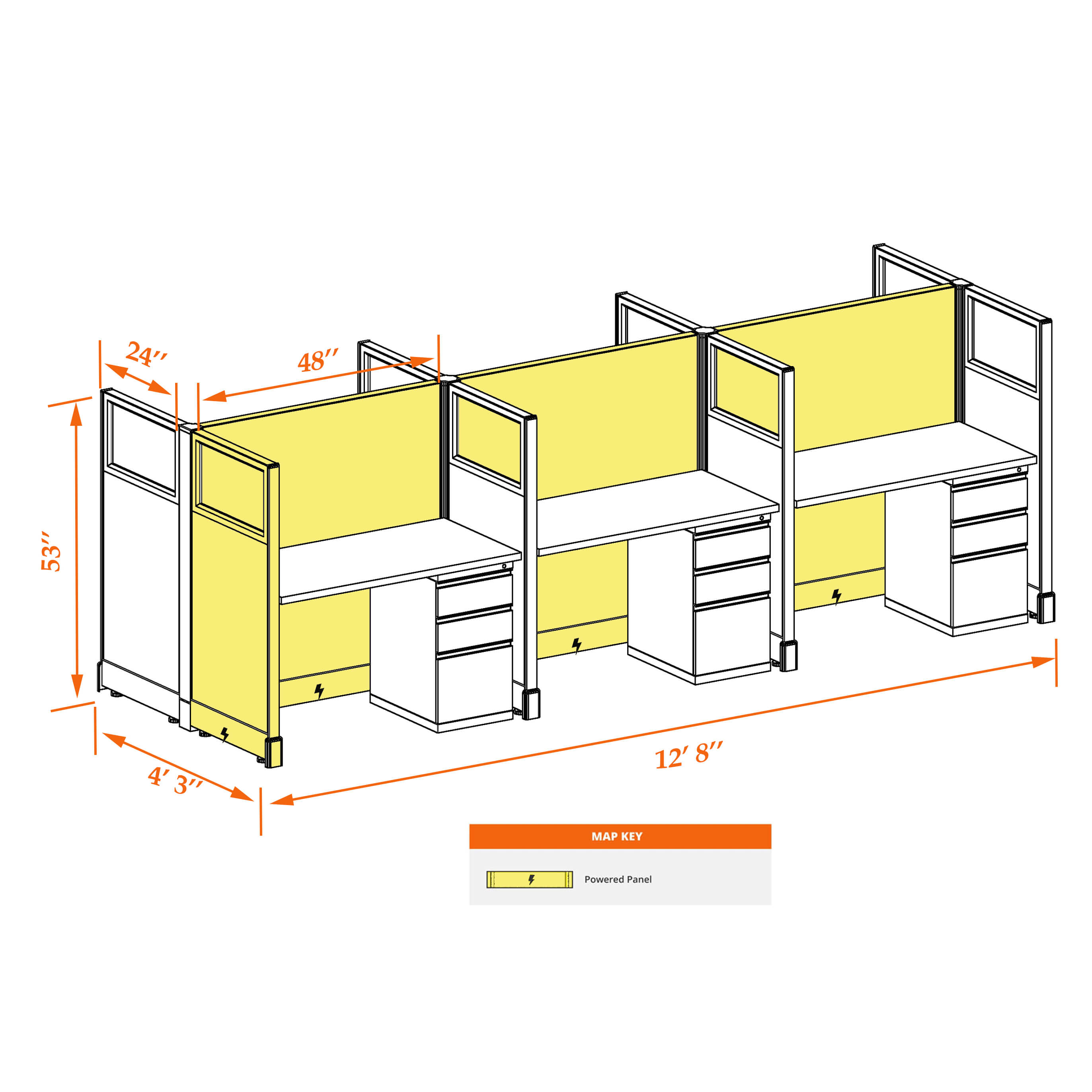 Hot desking CUB 6 53 P 24 WHT WH PSO