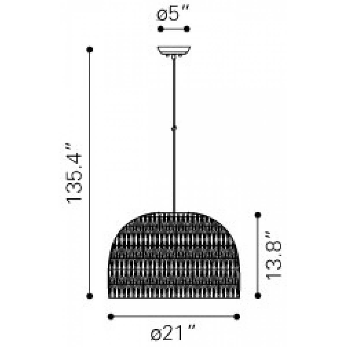 Modern kitchen lighting dimensions view