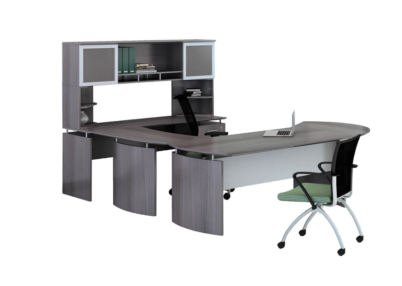 U shaped desk with hutch CUB MNT 31 LGS YAM