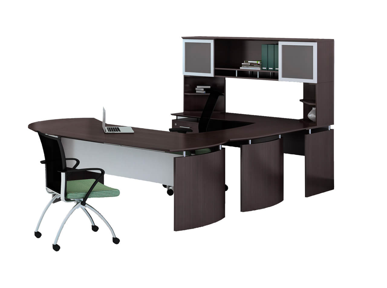 U shaped desk with hutch CUB MNT 32 LDC YAM