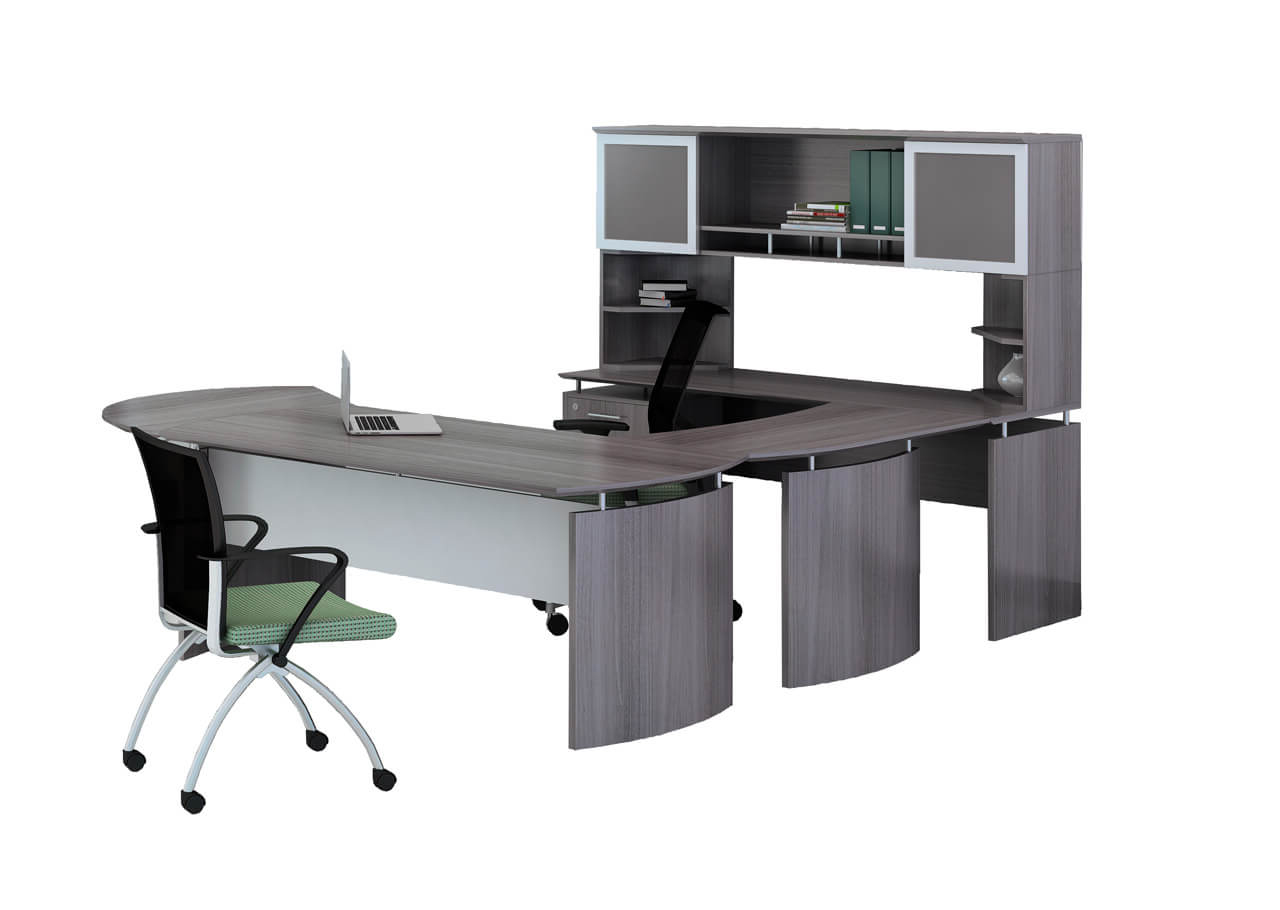 U shaped desk with hutch CUB MNT 32 LGS YAM