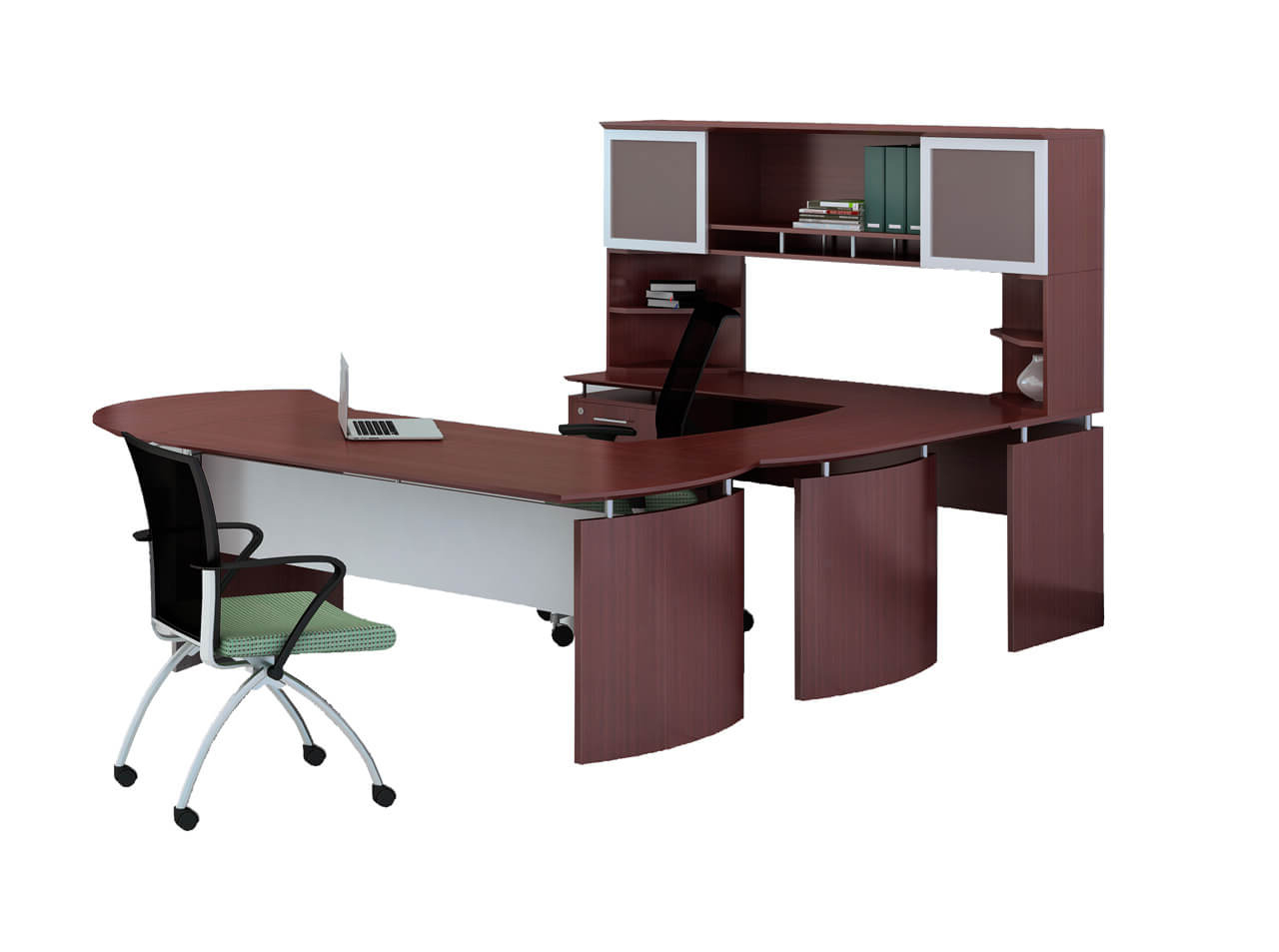 U shaped desk with hutch CUB MNT 32 LMH YAM