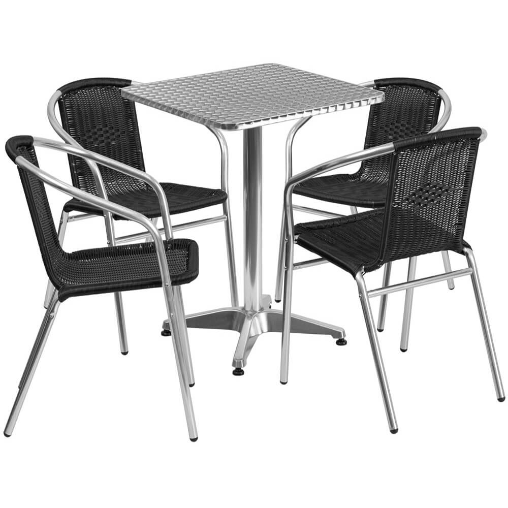 Bistro table set CUB TLH ALUM 24SQ 020BKCHR4 GG FLA