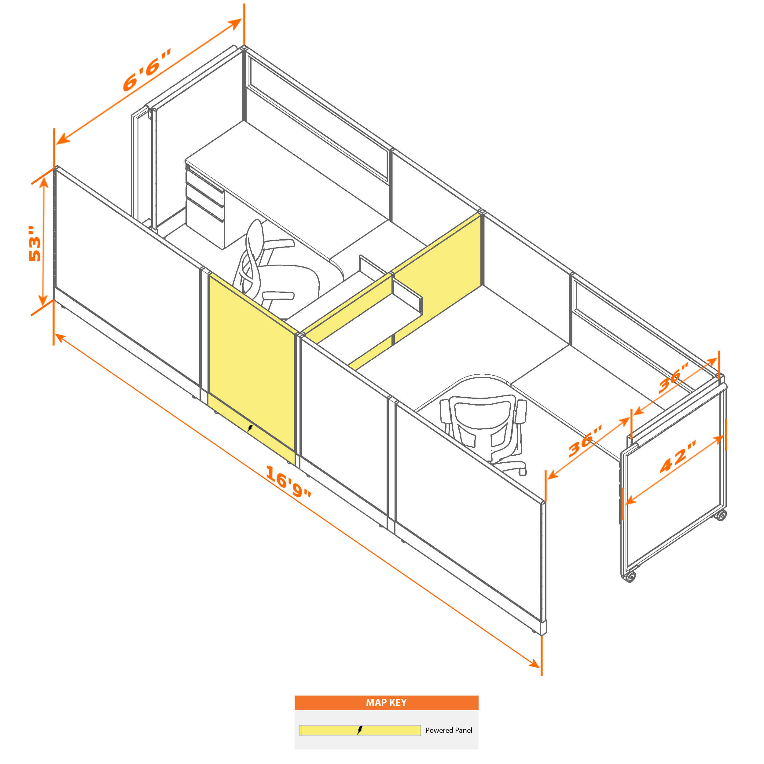 Cubicle with door 68