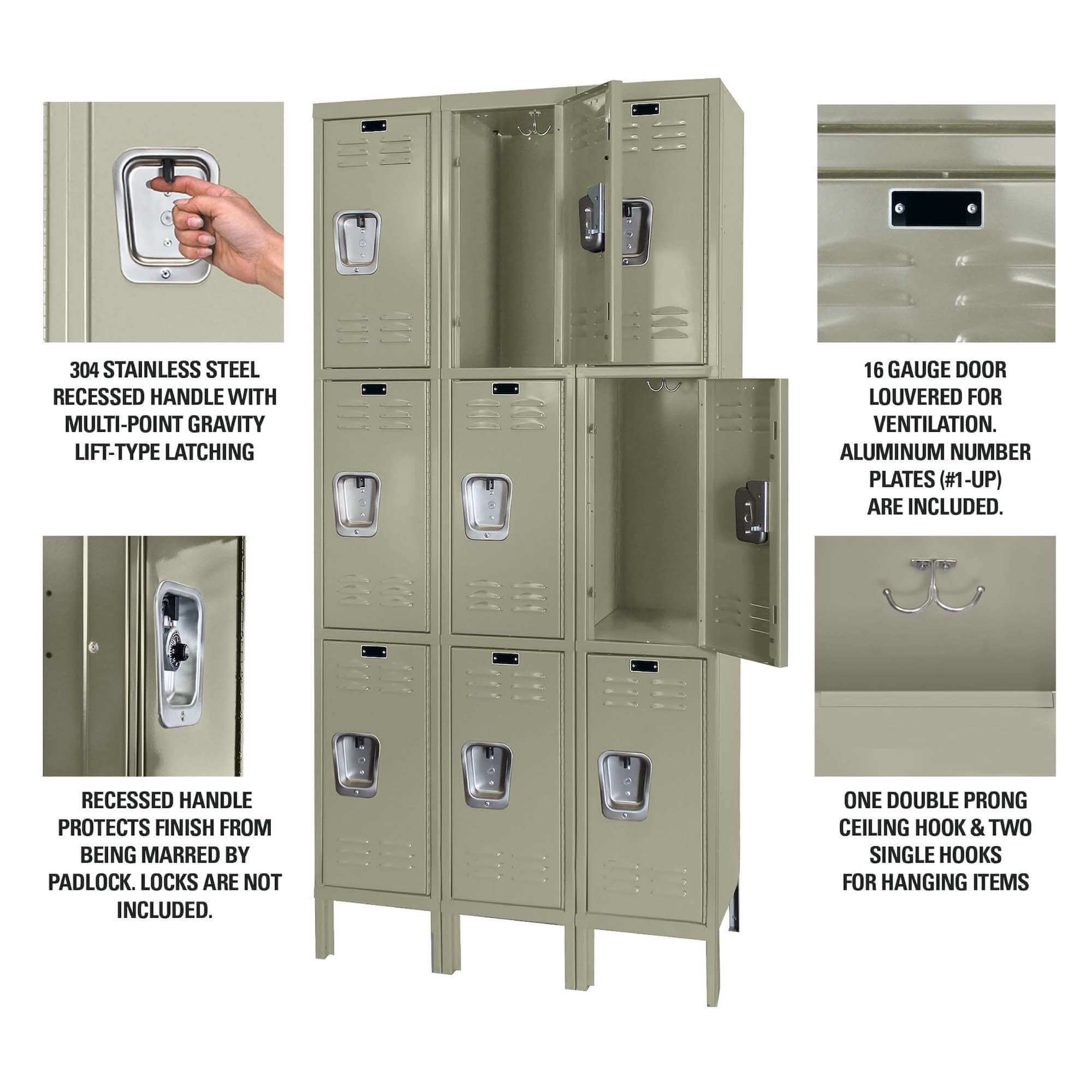 Employee locker metal locker box locker 3w 3t tan diagram 1