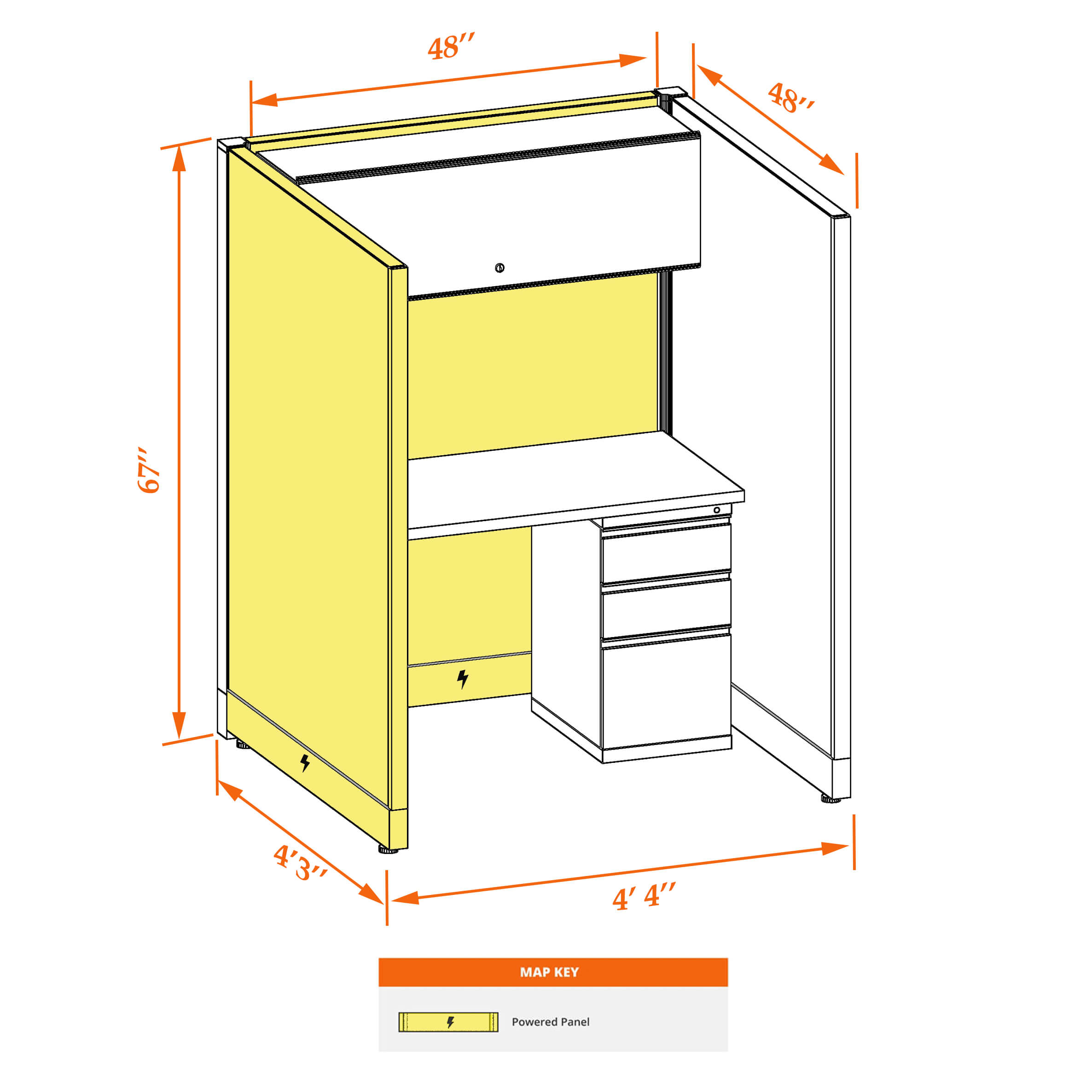 Hot desk CUB 1 67 P 44 WHT WH PSO