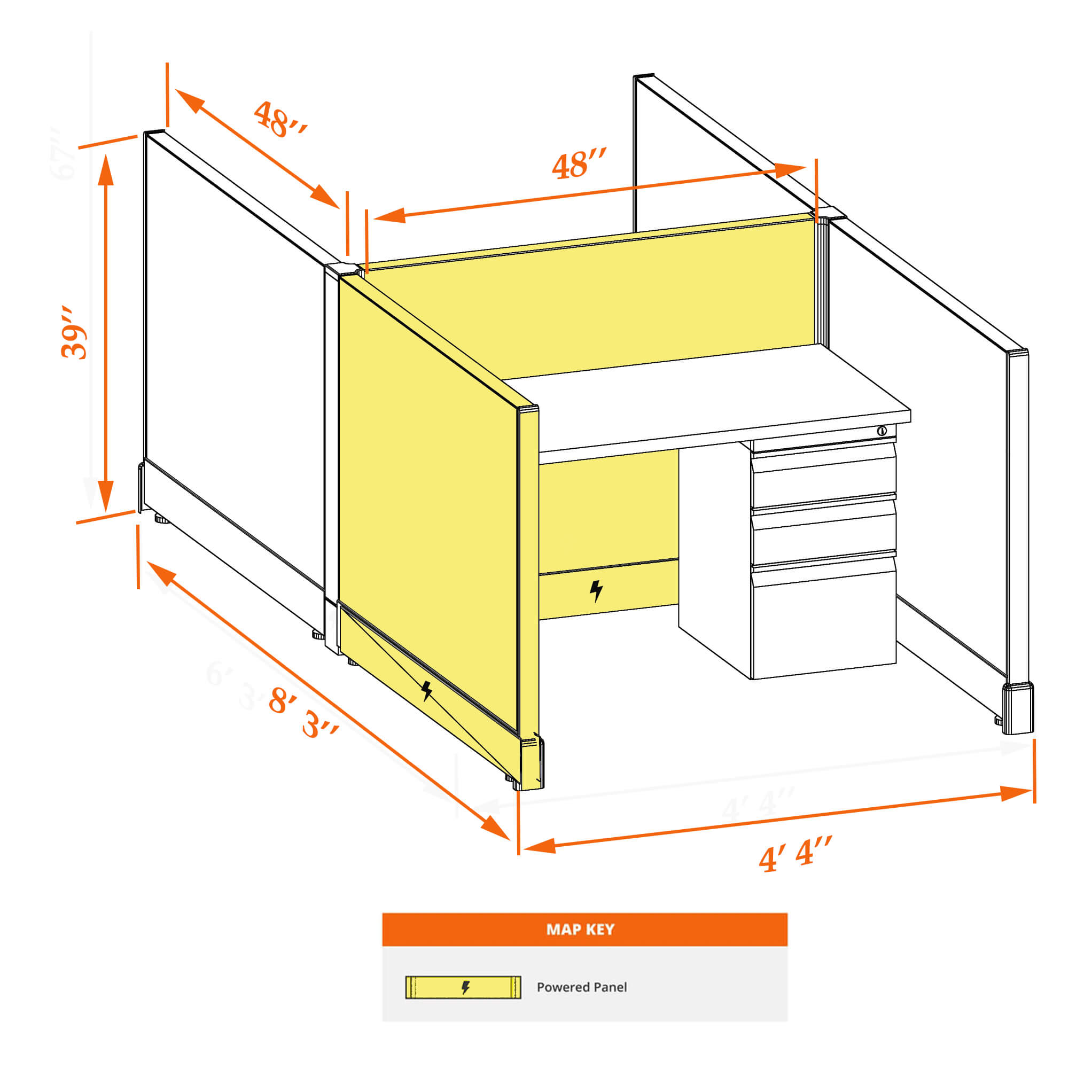 Hot desk CUB 2C 39 P 44 WHT WH PSO