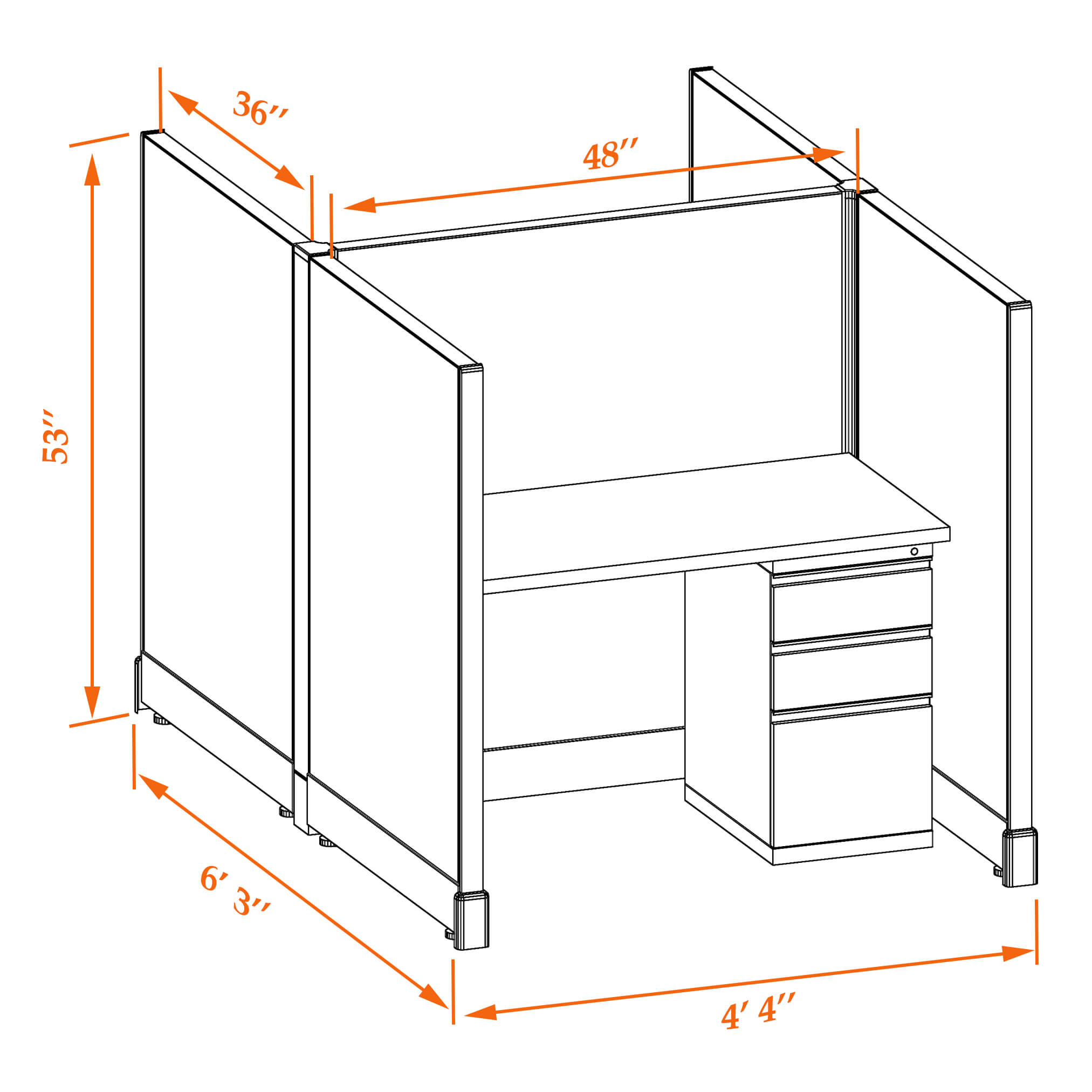 Hot desk CUB 2C 53 34 WHT WH PSO