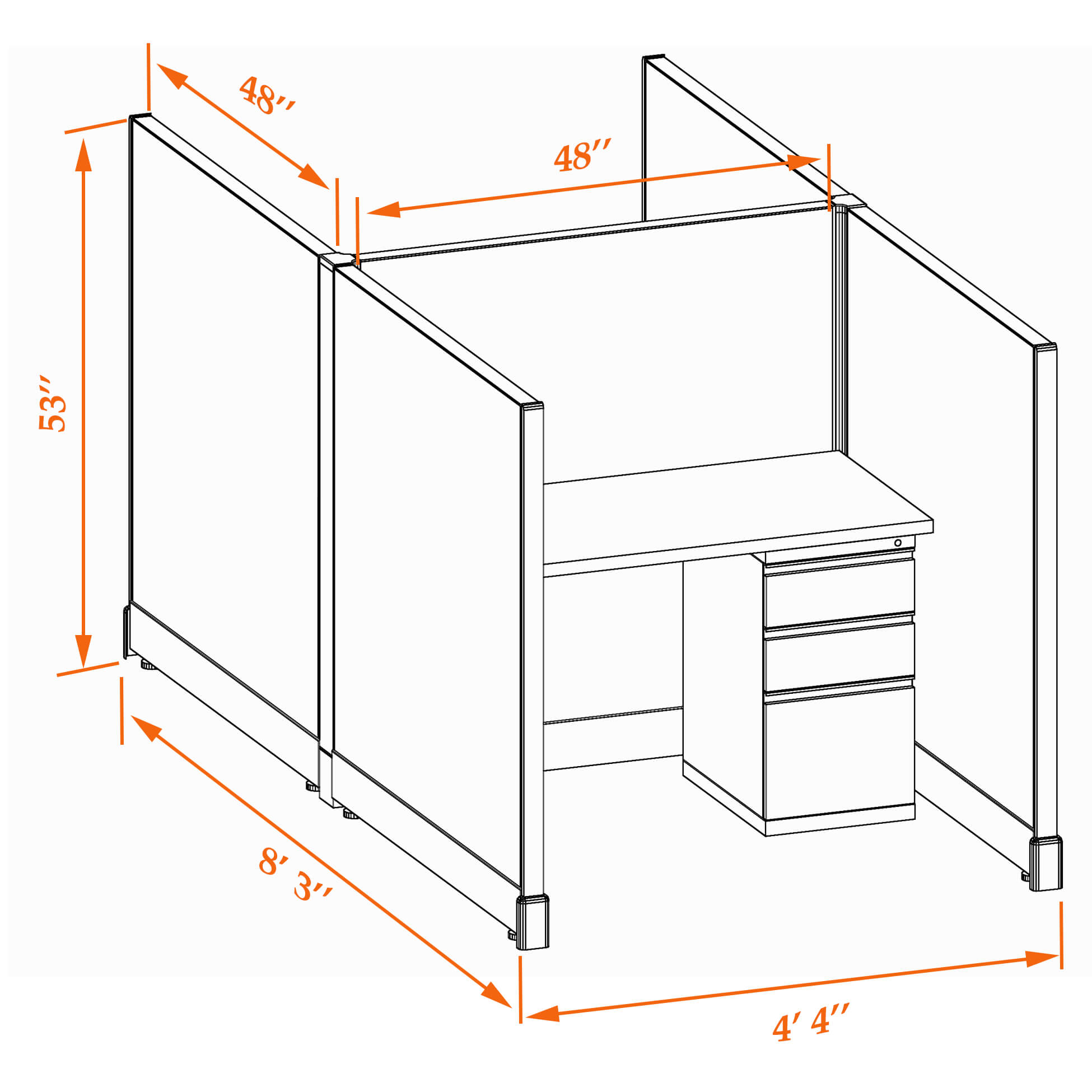 Hot desk CUB 2C 53 44 WHT WH PSO