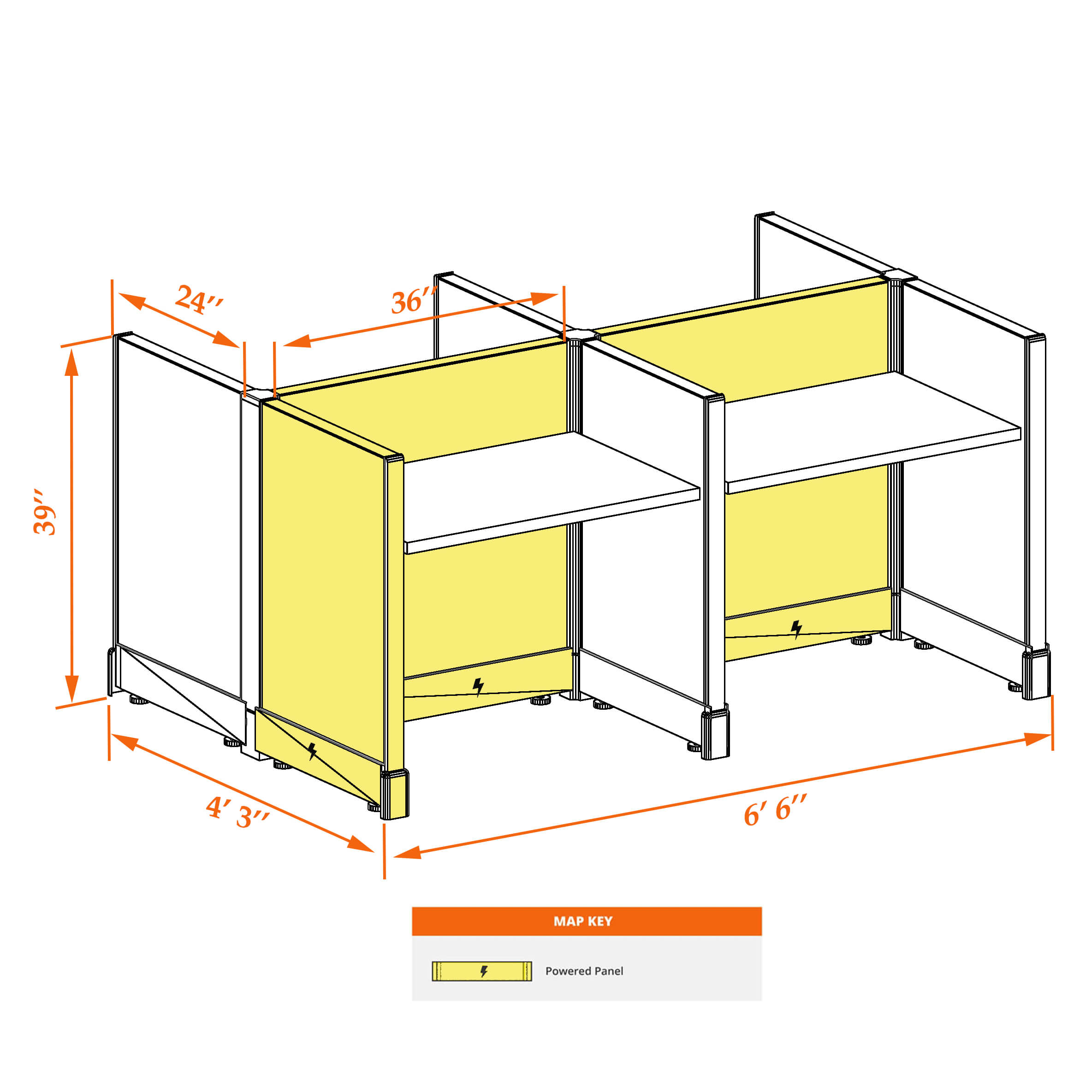 Hot desk CUB 4C 39 P 23 WHT WH PSO