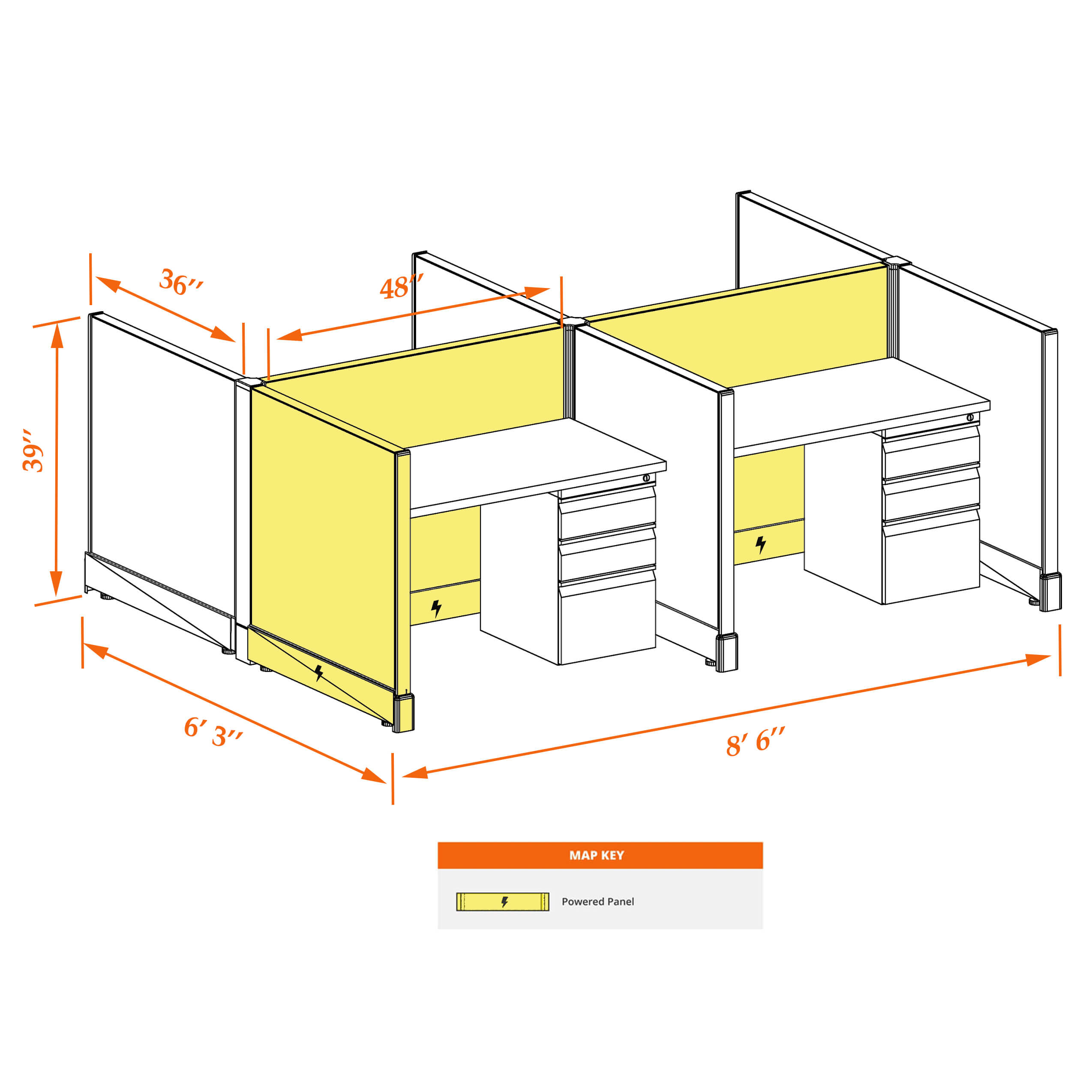 Hot desk CUB 4C 39 P 34 WHT WH PSO