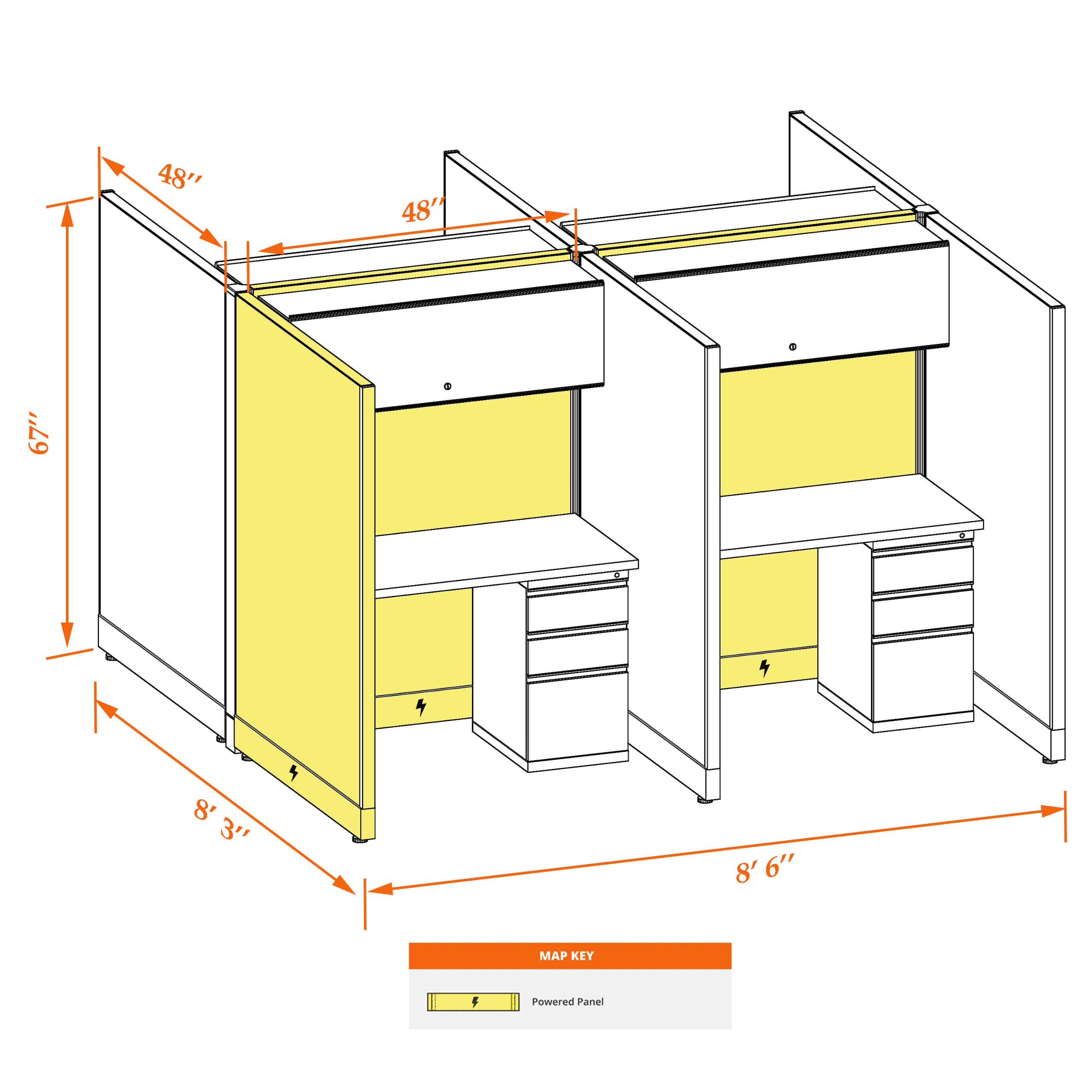 Hot desk CUB 4C 67 P 44 WHT WH PSO