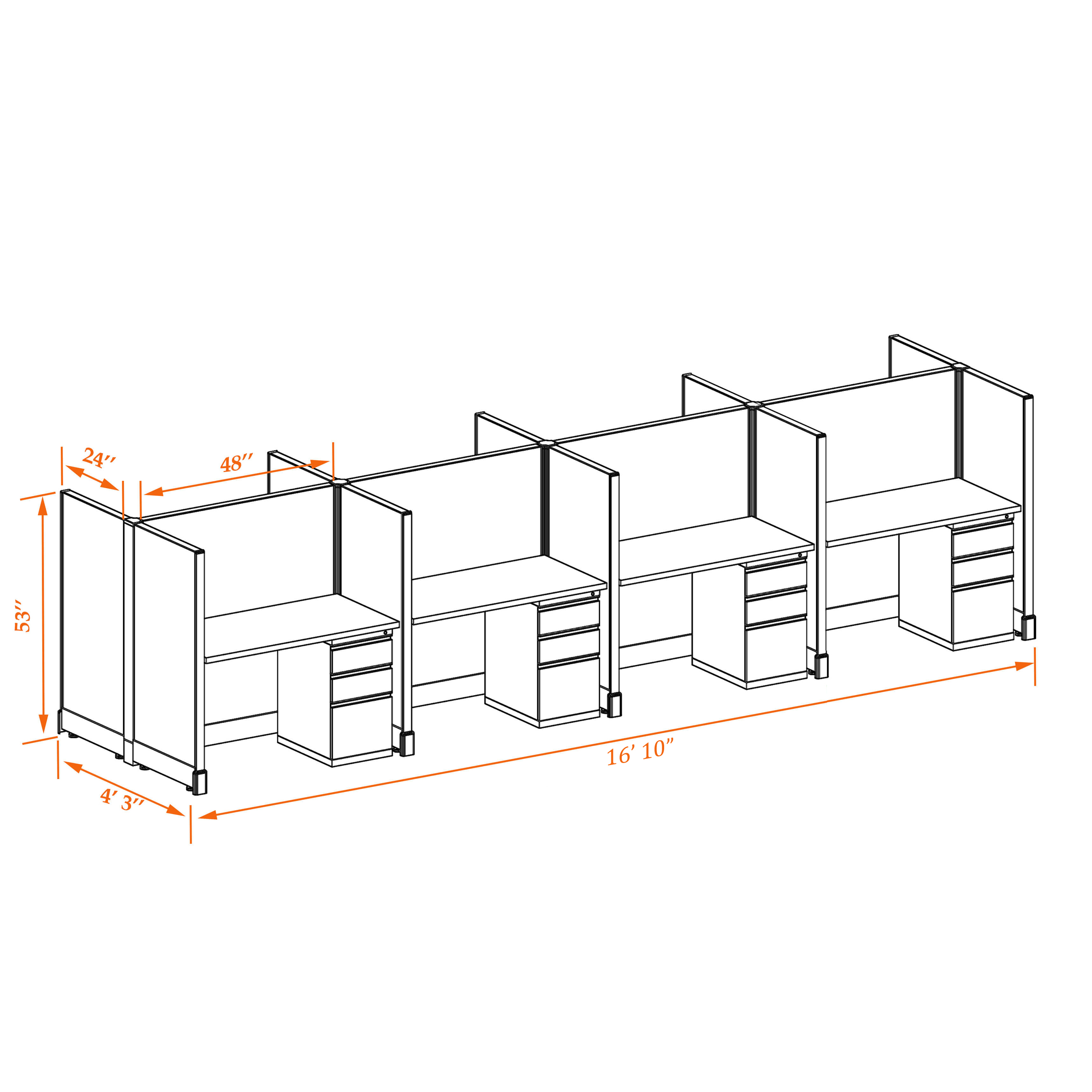 Office cubicle desk 53HU 24 8PC 1 2