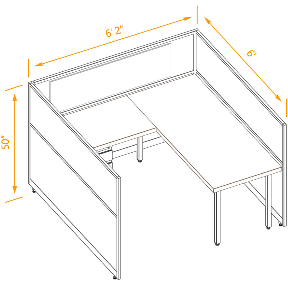 Cubicle workspace 50h fixed non powered dimensions