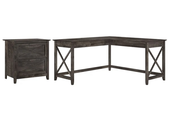 L shaped desk and file cabinet highlight dark gray hickory L shaped desk and file cabinet highlight dark gray hickory