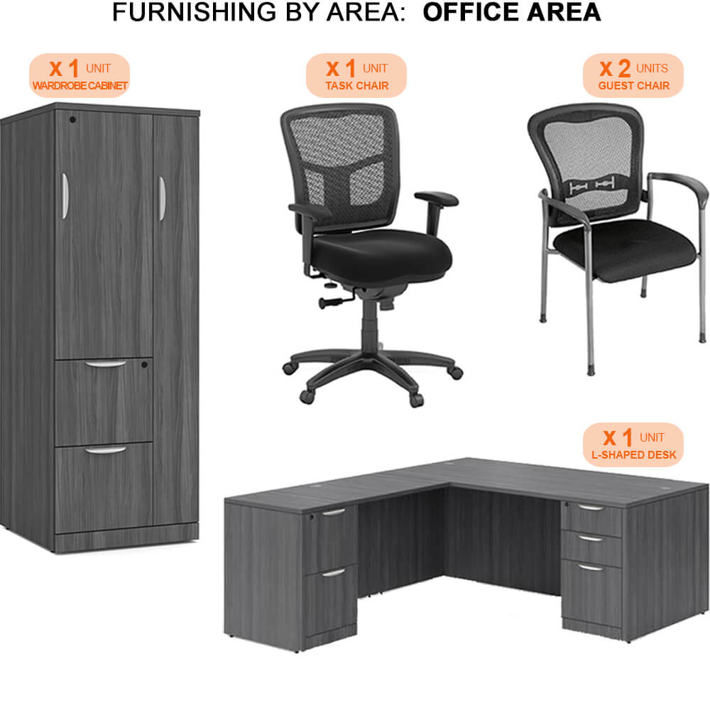 Training trailer office area furnishing items