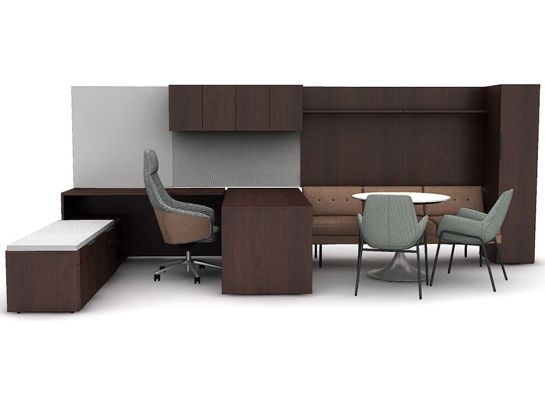 Private workspace furniture front view