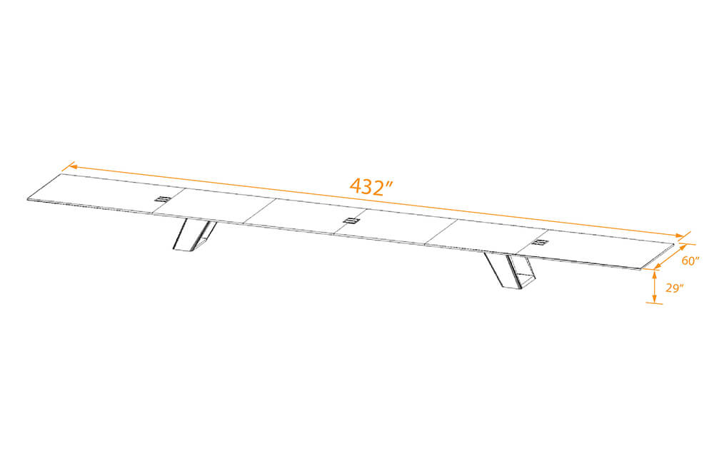 Mighty board room table 36x5 3d dimensions