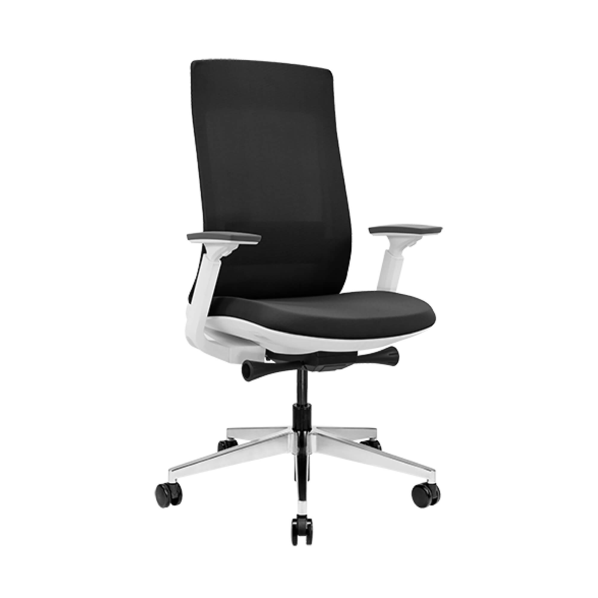 Office furniture chairs office desk chairs modern executive chair white frame black fabric angle view Office furniture chairs office desk chairs modern executive chair white frame black fabric angle view