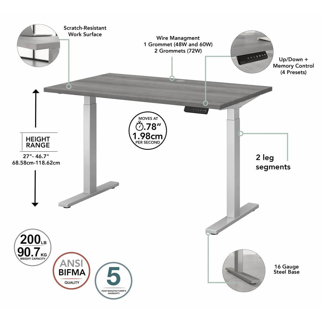 Sit and stand computer desks 60w x 30d features