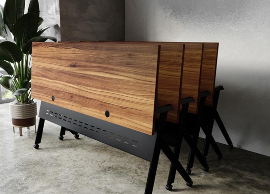 Training table with x leg 6x2 walnut blck 2