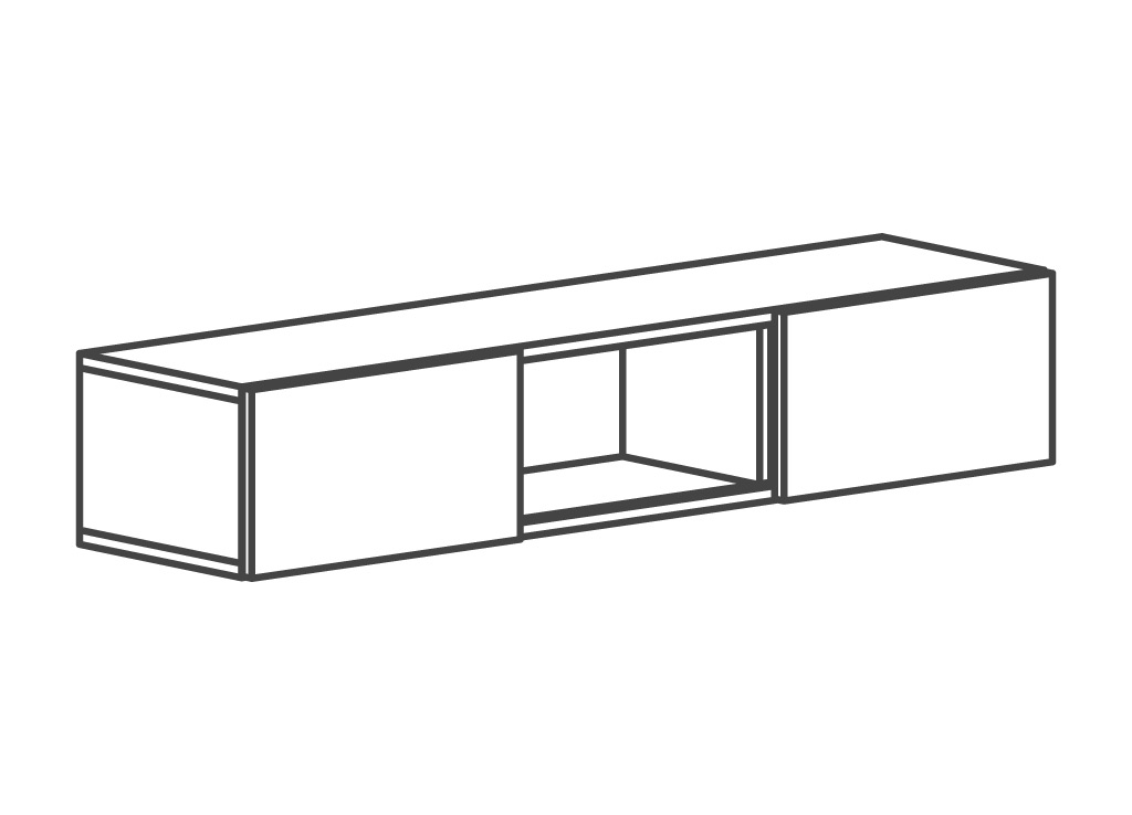 This boardroom furniture layout from First Office includes wallmount storage with doors.