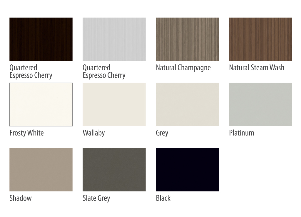 Boardroom furniture from First Office is available in 23 stylish laminate options. Pictured here, 2 of 2 Laminate finish pages