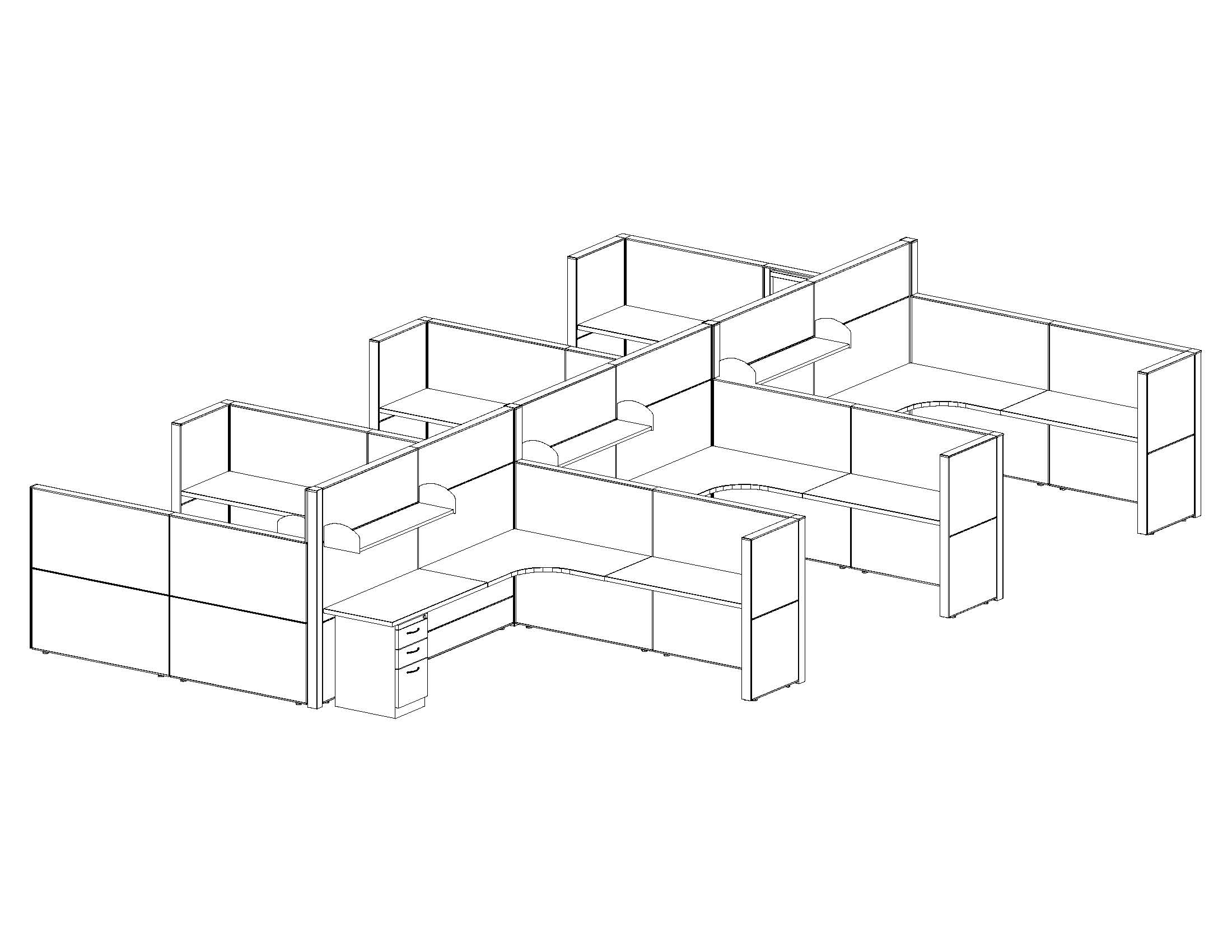 8x8 Cubicle Workstations from AIS - 6 Pack Cluster